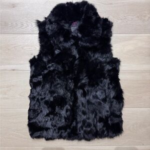 Surell Kids Black Rabbit Fur Vest Size Large